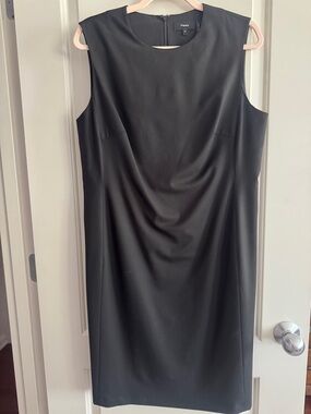 Theory Black Sleeveless Midi Sheath Dress
